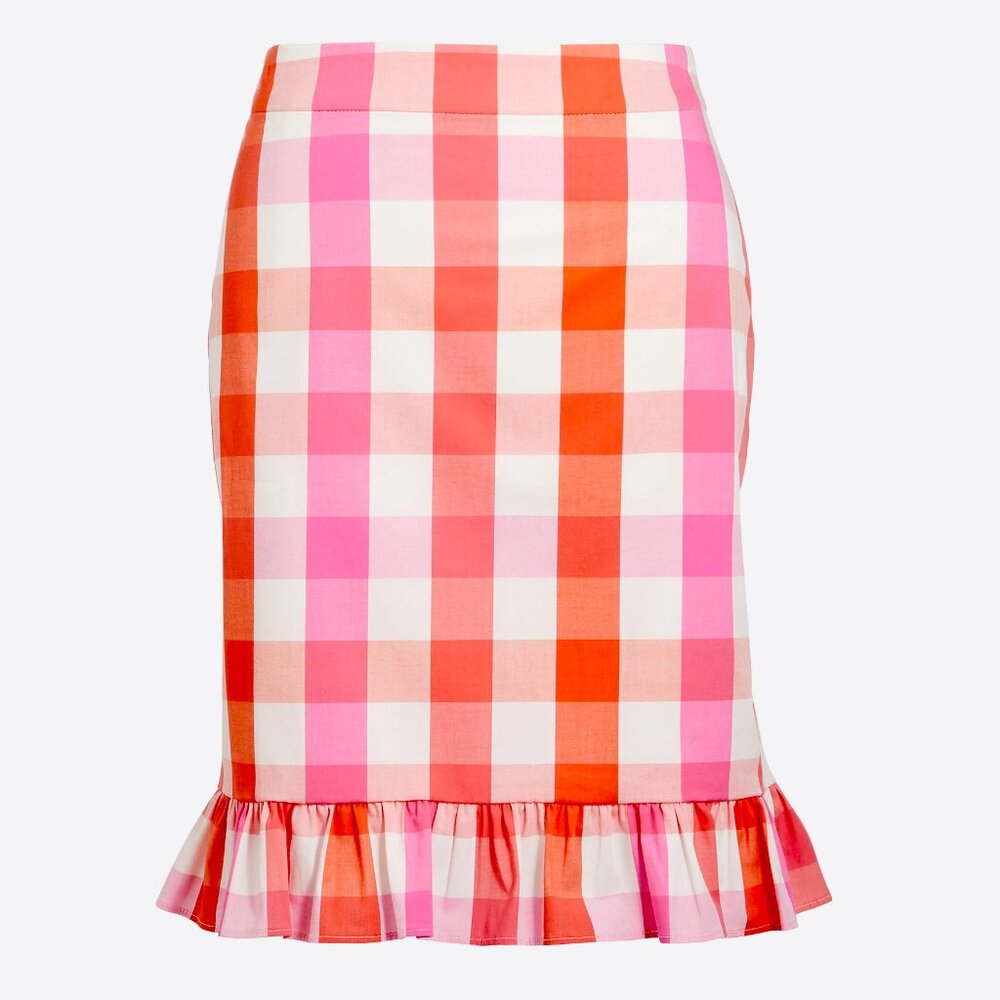 J.Crew Factory Gingham Ruffle Mini Skirt